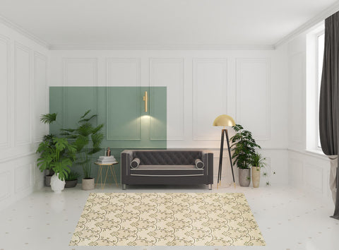 8' X 10' Beige Floral Vines Area Rug