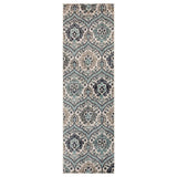 8' Ivory Blue And Gray Medallion Runner Rug