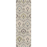11' Black And Ivory Floral Runner Rug