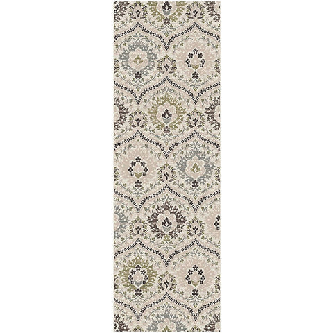 11' Black And Ivory Floral Runner Rug
