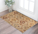 2' X 3' Beige Red And Gray Floral Area Rug