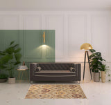 4' X 6' Beige Red And Gray Floral Area Rug