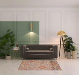 4' X 6' Orange And Ivory Floral Area Rug