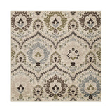 5' Brown Beige And Gray Floral Square Rug
