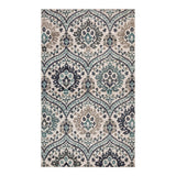 5' X 8' Ivory Blue And Gray Medallion Area Rug