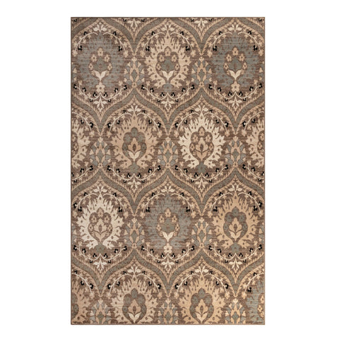 5' X 8' Beige And Ivory Floral Area Rug