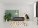 6' X 9' Gray And Ivory Floral Area Rug