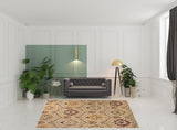 8' X 10' Beige Red And Gray Floral Area Rug