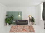 8' X 10' Orange And Ivory Floral Area Rug