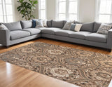 8' X 10' Beige And Ivory Floral Area Rug