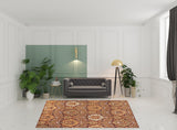 8' X 10' Red And Gold Floral Area Rug
