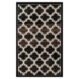 5' X 8' Black Brown And Ivory Geometric Area Rug