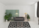 8' X 10' Black Brown And Ivory Geometric Area Rug