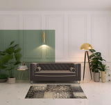 4' X 6' Tan And Brown Damask Distressed Area Rug
