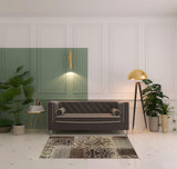 4' X 6' Ivory Brown And Gray Damask Distressed Area Rug