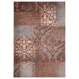 4' X 6' Rust And Gray Damask Distressed Area Rug