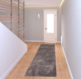 8' Taupe Shag Handmade Runner Rug