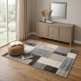 4' X 6' Gray Tan And Brown Patchwork Area Rug