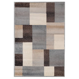 5' X 8' Gray Tan And Brown Patchwork Area Rug