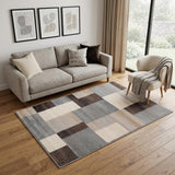 5' X 8' Gray Tan And Brown Patchwork Area Rug