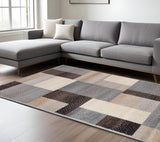 8' X 10' Gray Tan And Brown Patchwork Area Rug