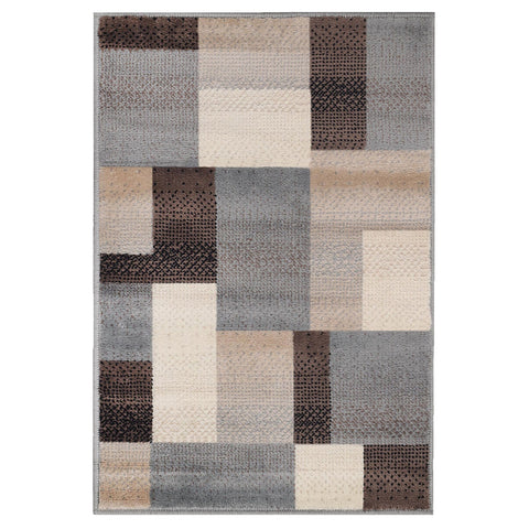 8' X 10' Gray Tan And Brown Patchwork Area Rug