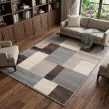 8' X 10' Gray Tan And Brown Patchwork Area Rug