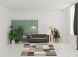8' Gray Tan And Brown Patchwork Square Rug