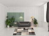 8' Gray Tan And Brown Patchwork Square Rug