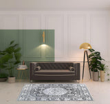 5' X 8' Charcoal And Gray Medallion Area Rug
