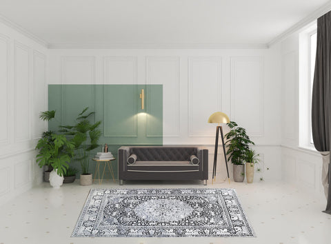 8' X 10' Charcoal And Gray Medallion Area Rug