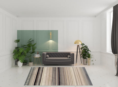 8' X 10' Gray Brown And Ivory Geometric Area Rug