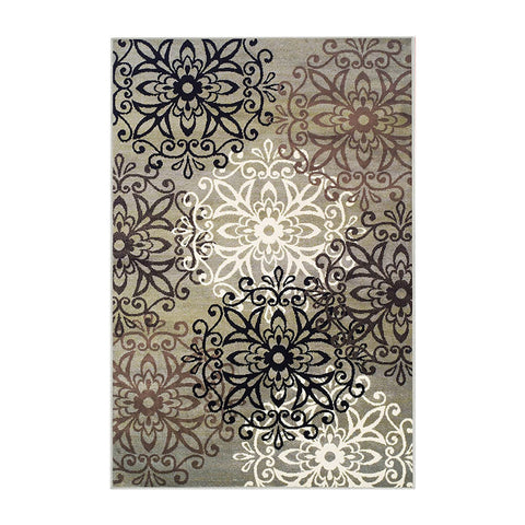 2' X 3' Brown Black And Gray Medallion Area Rug
