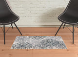 2' X 3' Gray And Charcoal Medallion Area Rug