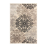 3' X 5' Beige Black And Brown Floral Medallion Area Rug