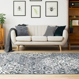 4' X 6' Ivory And Slate Gray Medallion Area Rug