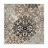 5' Brown Black And Gray Medallion Square Rug