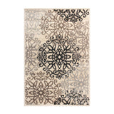 8' X 10' Beige Black And Brown Floral Medallion Area Rug