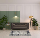 4' X 6' Black And Gray Damask Distressed Area Rug
