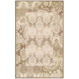 4' X 6' Beige And Brown Damask Distressed Area Rug