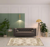 5' X 8' Beige And Brown Damask Distressed Area Rug