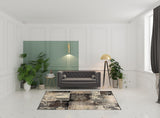 6' X 9' Beige Brown And Gray Floral Distressed Area Rug