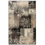 7' X 9' Beige Brown And Gray Floral Distressed Area Rug