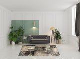 7' X 9' Beige Brown And Gray Floral Distressed Area Rug