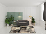 8' X 10' Beige Brown And Gray Floral Distressed Area Rug