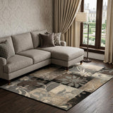 8' X 10' Beige Brown And Gray Floral Distressed Area Rug