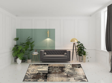 8' X 10' Beige Brown And Gray Floral Distressed Area Rug