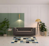 4' X 6' Blue Black And Gray Geometric Area Rug