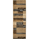8' Blue And Beige Patchwork Runner Rug