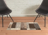 2' X 3' Beige Slate Gray And Brown Patchwork Area Rug